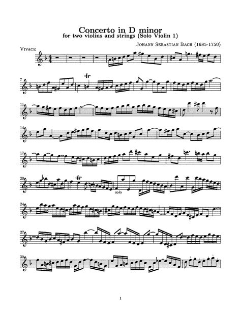 Concerto For Violins In D Minor Bwv Bach Johann Sebastian