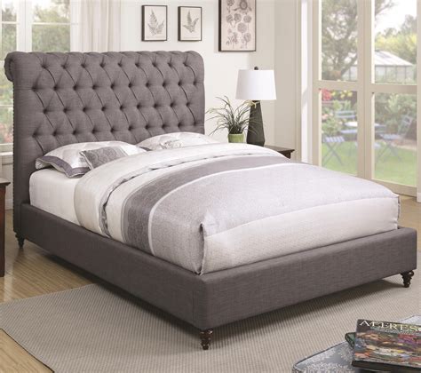 Coaster Devon Queen Upholstered Bed In Grey Fabric Value City