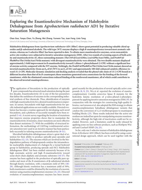 (PDF) Exploring the Enantioselective Mechanism of Halohydrin ...