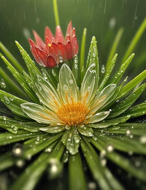 Premium AI Image | Macro photography of a flower in rain