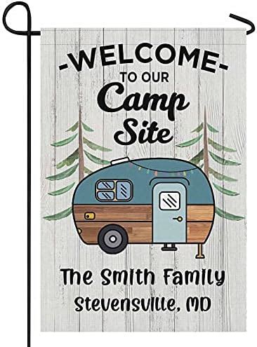 Amazon Camping Flags For Campers Personalized Burlap Welcome To