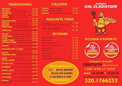 Menu Da Pizzeria Dal Gladiatore Ravenna