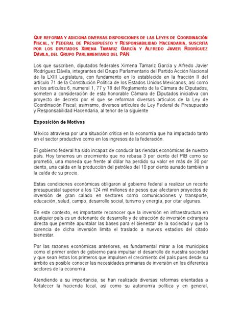 Pdf Que Reforma Y Adiciona Diversas Disposiciones De Las Leyes De