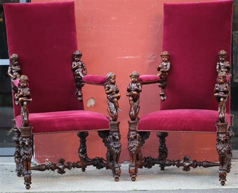 Proantic Paire De Fauteuils d Apparat Italien Attribué à Bezarel Ve