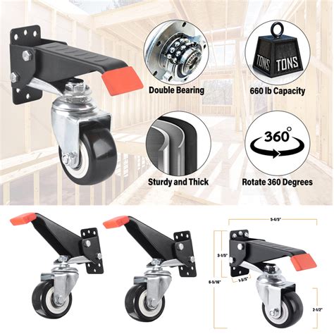 Lbs Heavy Duty Workbench Casters Kit Retractable Caster Wheels For