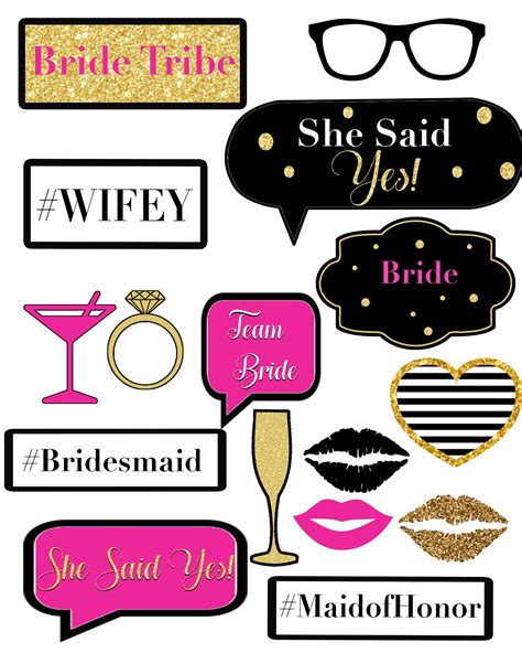 Printable Bridal Shower Photo Booth Props Bridal Shower Pink And