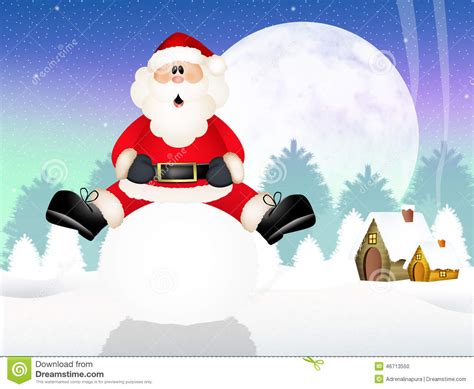 Santa Claus On Snowball Stock Illustration Illustration Of Snowman