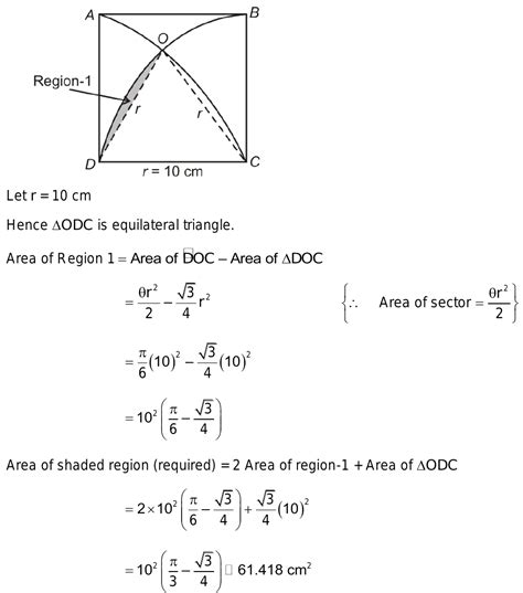 A Square Abcd Has Each Side Cm And Two Quadrant Each Of Radius