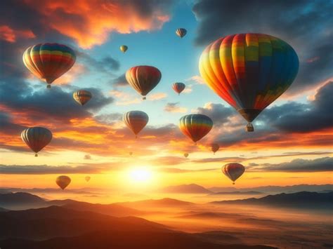 Premium Photo Hot Air Balloons Flying In Sky