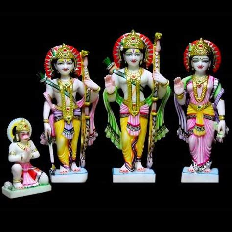 Hindu Multicolor Ram Darbar Marble Statue Size 11 Inch For Worship