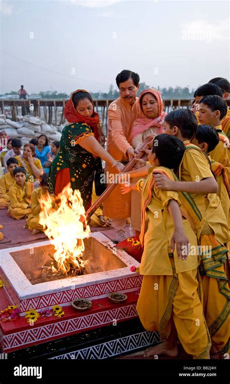 Ganga Aarti Ceremony Triveni Ghat Rishikesh Uttarakhand India Stock