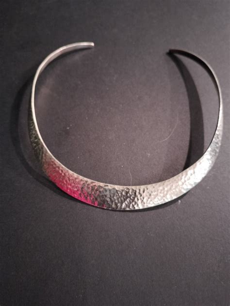 Taxco Hammered Sterling Collar Flexible Mexico Handmade Maker S