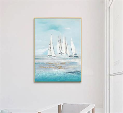 Extra Large Sailboat Oil Painting Original Sailboats Artwork Nautical