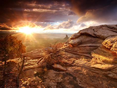 Wallpaper Sunlight Landscape Sunset Rock Nature Sky Sunrise