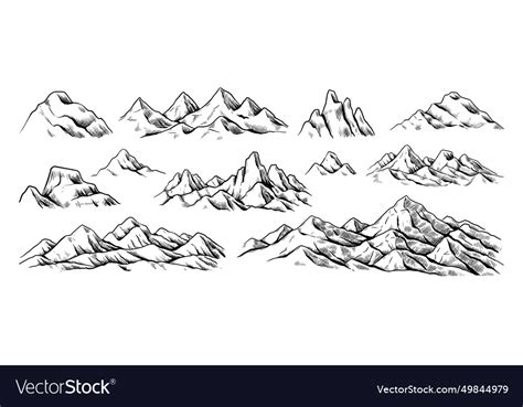 Rocky mountains sketch hand drawn nature Vector Image