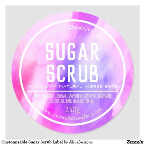 Customizable Sugar Scrub Label Zazzle Sugar Scrub Labels Sugar