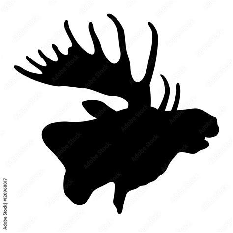 Moose head profile vector illustration black silhouette Stock Vector ...