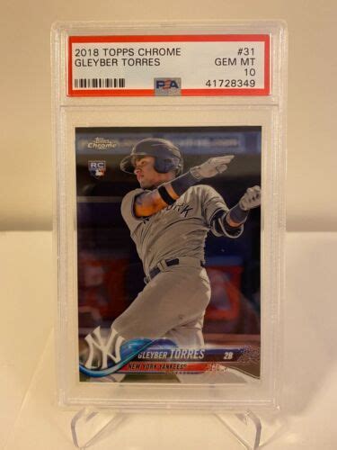 2018 Topps Chrome Card 31 Gleyber Torres RC Rookie Gem Mint PSA 10