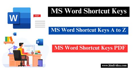 MS Word Shortcut Keys हनद म A to Z पर लसट