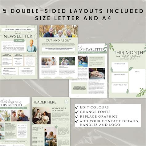 Home Care Service Newsletter Pack Caregiver Newsletter Template