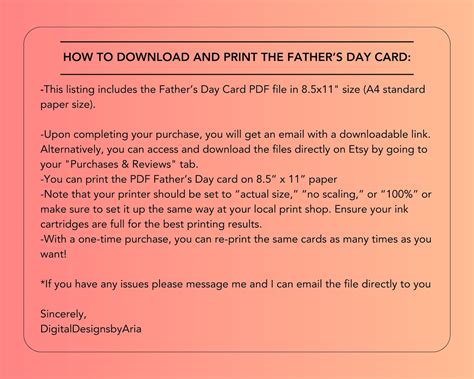 Printable Fathers Day Card Fathers Day Card Printable Digital Happy