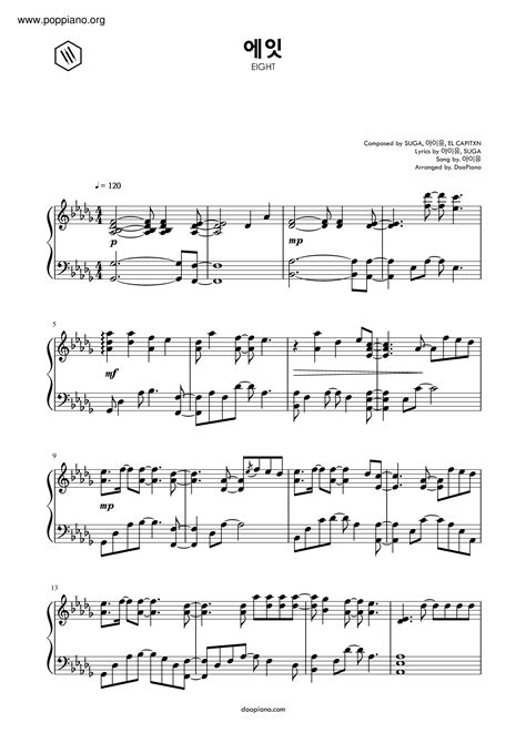 Iu Eightprodandfeat Suga Of Bts Sheet Music Pdf Free Score Download ★