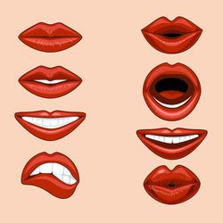 Realistic Female Lips Gloss Mouths With Bright Vector Image