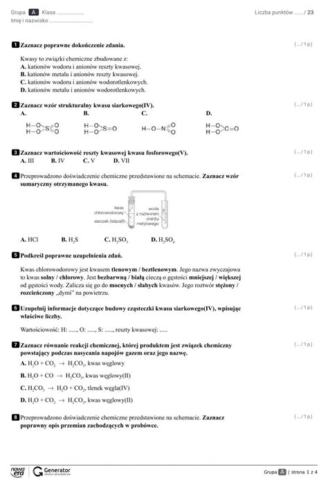 Chemia Nowe Ery Klasa 7 8 Sprawdziany Pdf Artofit