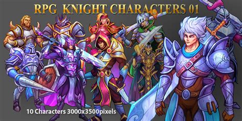 10 Rpg Knight Characters Set 01 By Dionartworks Codester