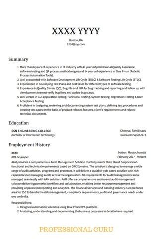 Rpa Developer Resume Pdf