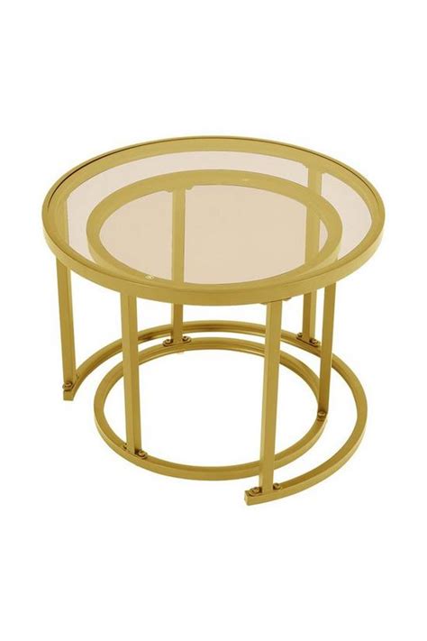 Coffee And Side Tables Gold Tea Glass Round Nesting Coffee Table Set Of 2 Living And Home