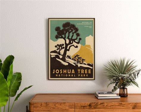 Joshua Tree Art National Park Poster Retro Travel Poster Joshua Tree