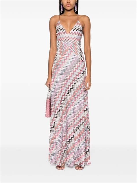 Missoni Zigzag Lurex Maxi Dress Pink Farfetch Uk