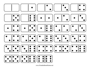 Printable Domino Double Six Set