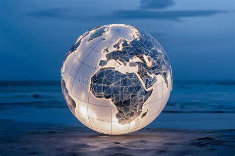 Glowing Globe Showcases Continents With Meridians Offering Tranquil