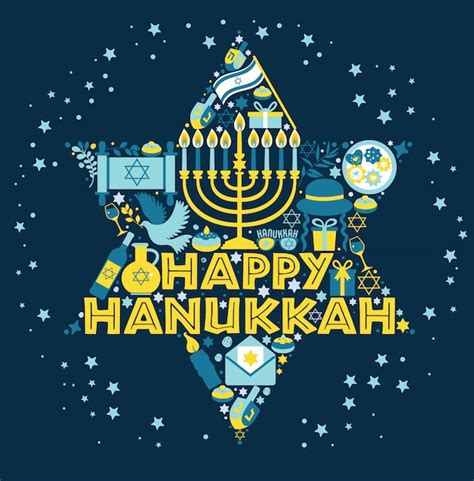 Premium Vector Jewish Holiday Hanukkah Greeting Card Traditional