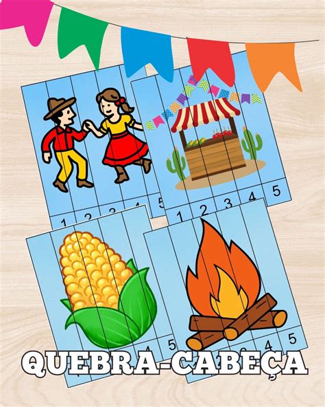 Quebra Cabeça Festa Junina - Quebra-cabeça Festa Junina – Apoio da professora