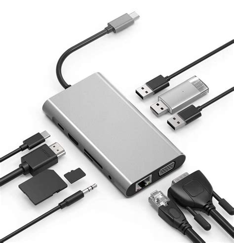 Hub Usb C W Adaptor Hdmi K Vga Jack Sd Rj M Hub Uri I