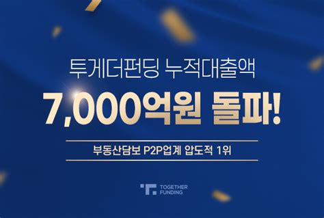 투게더펀딩 누적대출액 7천억원 돌파 부동산담보 P2p업계 1위