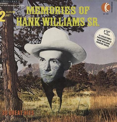 Hank Williams Memories Of Hank Williams Sr Canadian 2 Lp Vinyl Record