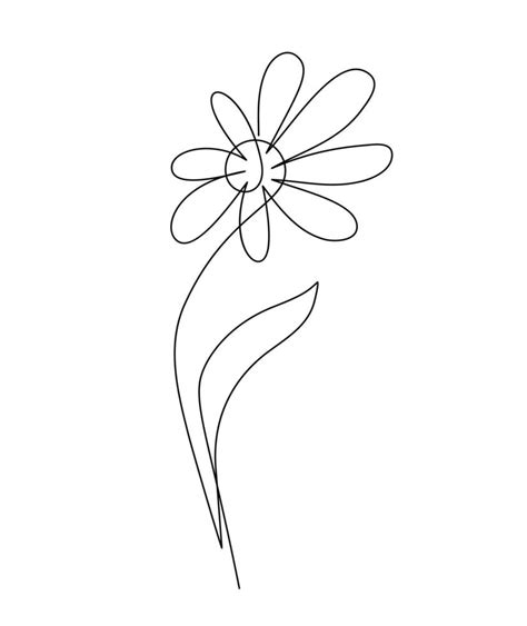 Flower Vector One Line Art Logo Minimalist Contour Drawing Monoline