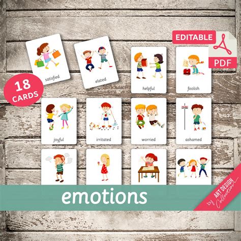 EMOTIONS 18 Montessori Cards Flash Cards Nomenclature Flashcards ...