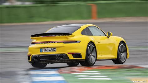 Porsche 911 Turbo | 2021MY (Color: Racing Yellow) | Rear Three-Quarter