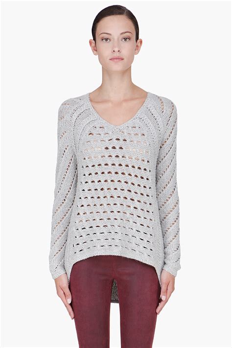 Lyst Helmut Lang Light Grey Knitted Sweater In Gray