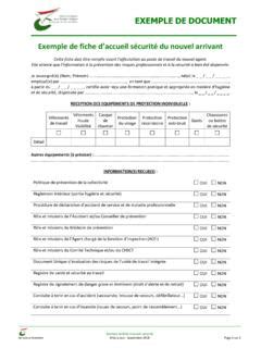 Exemple de fiche daccueil sécurité du nouvel arrivant exemple de