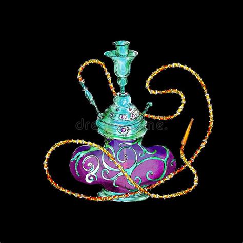 Alice In Wunderland Aquarell Handgezogen Hookah Nargileh Isoliert Stock