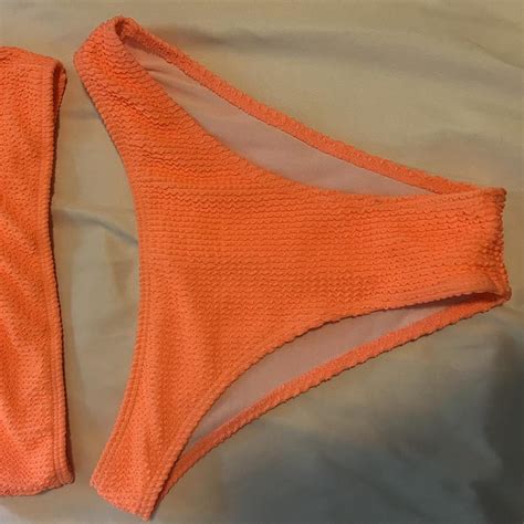 Orange Textured Bikini Set This Color Makes You Look Depop