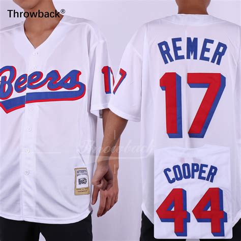 2019 Joe Cooper Jersey 44 Doug Remer 17 Beers Movie White Baseball