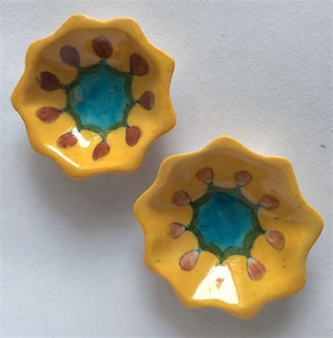 Buy Diya Yellow Blue Brown Color Candle Stand | CraftMagic