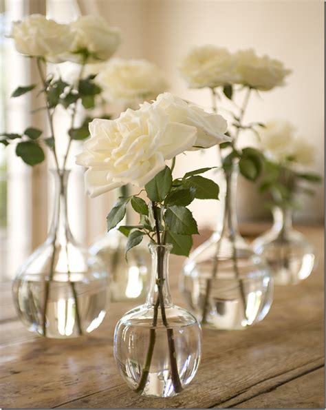 Simple White Roses In Glass Vases Wedding Vases Rose Wedding Floral